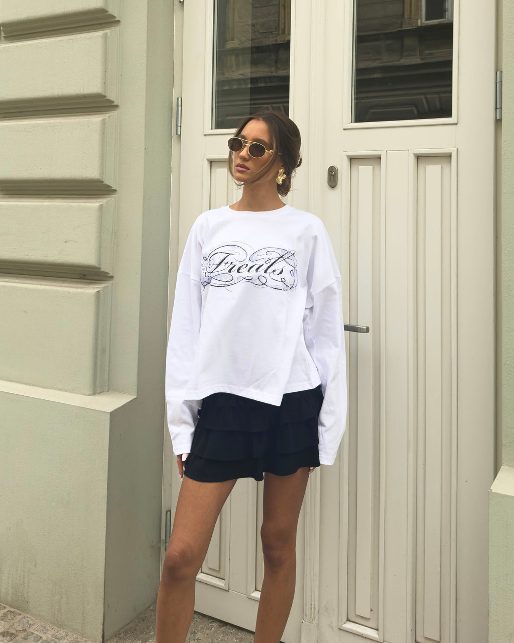 Longsleeve cropped Freals "Blue Script"