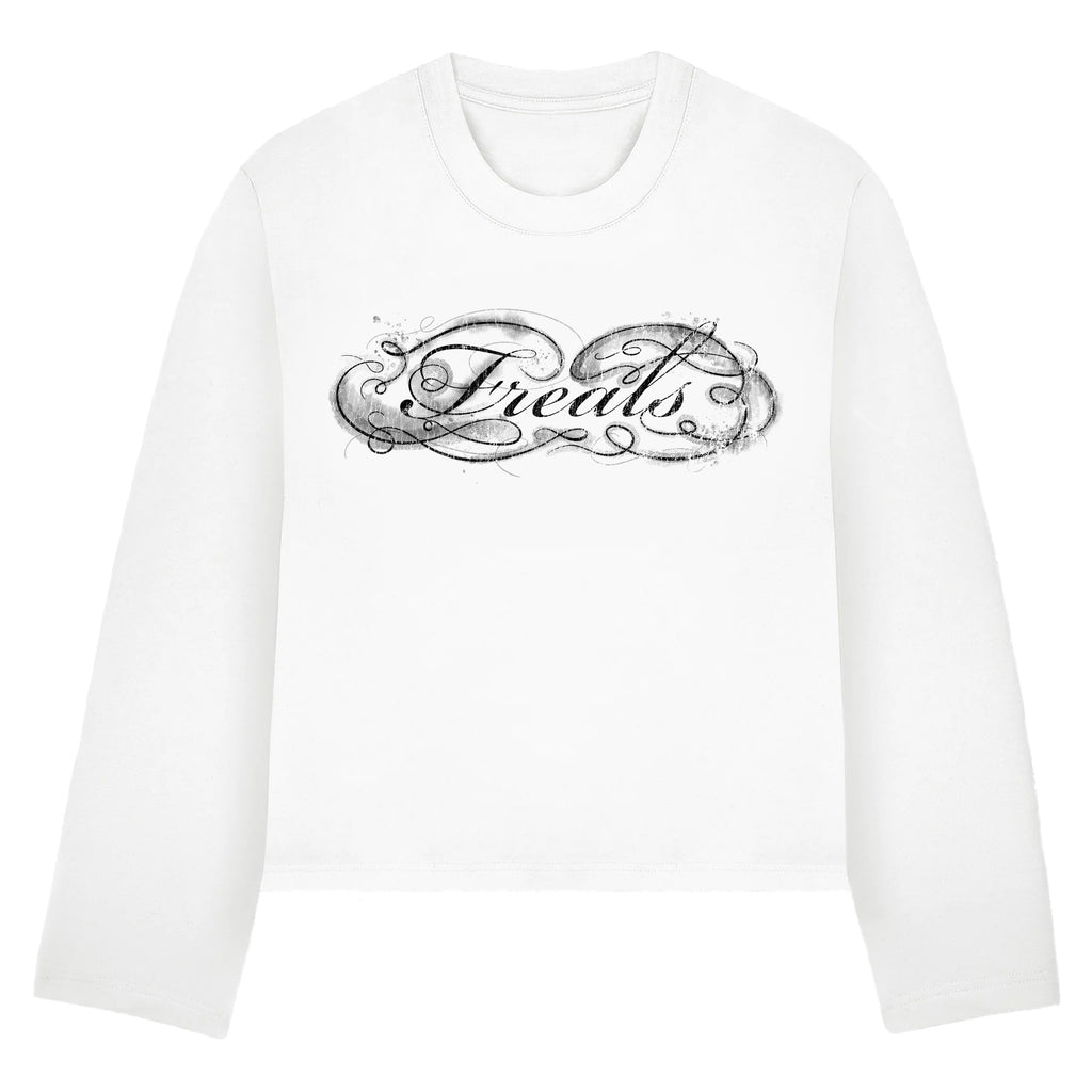 Longsleeve cropped Freals white "Black Script"