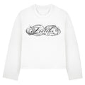 Longsleeve cropped Freals white "Black Script"
