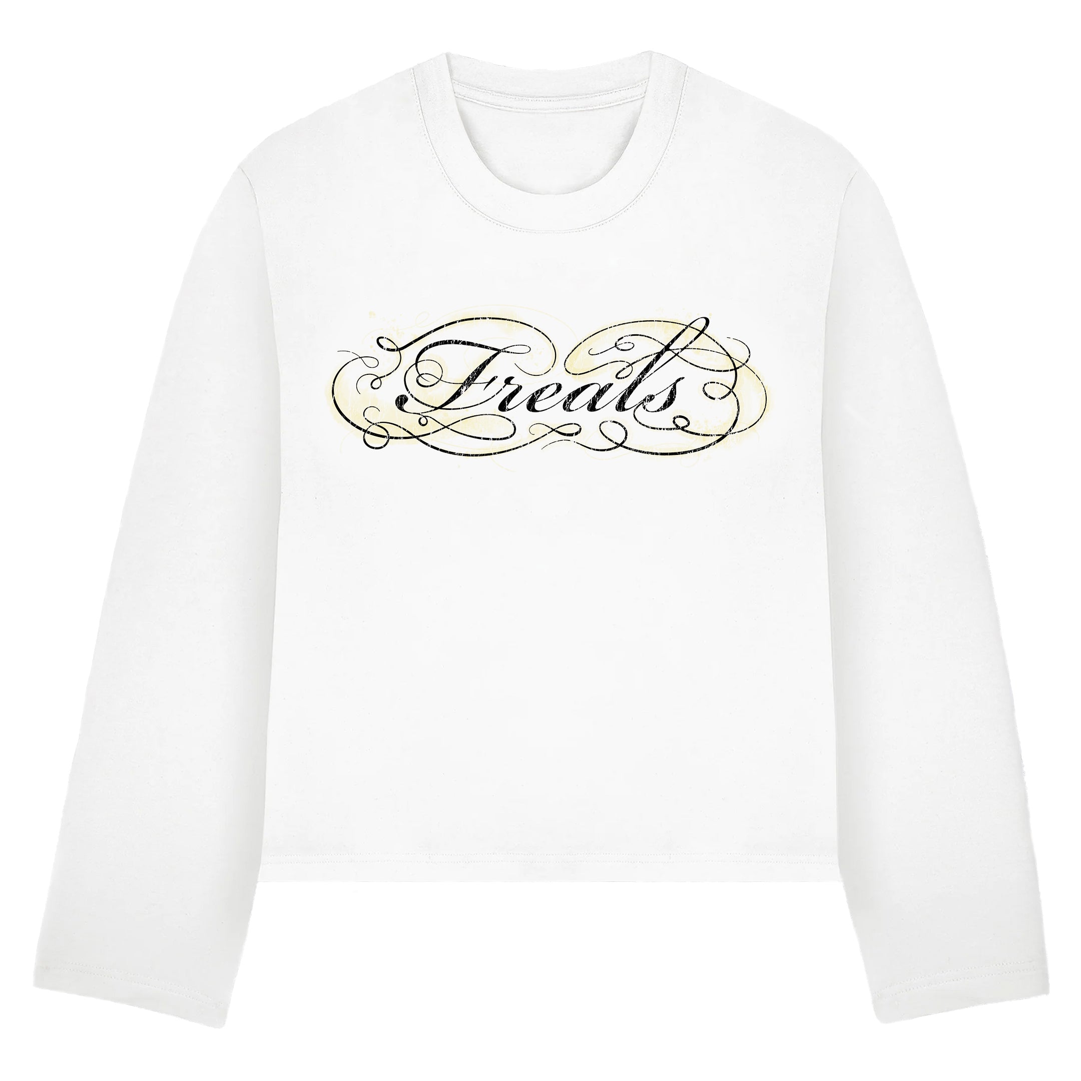 Longsleeve cropped Freals white "Yellow Script"