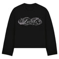 Longsleeve cropped Freals black "Dusty Pink Script"